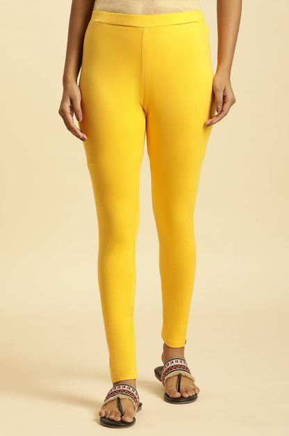 W for Woman Yellow Cotton Jersey Lycra Tights