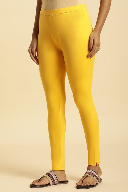 W for Woman Yellow Cotton Jersey Lycra Tights
