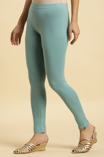 W for Woman Teal Blue Cotton Jersey Lycra Tights