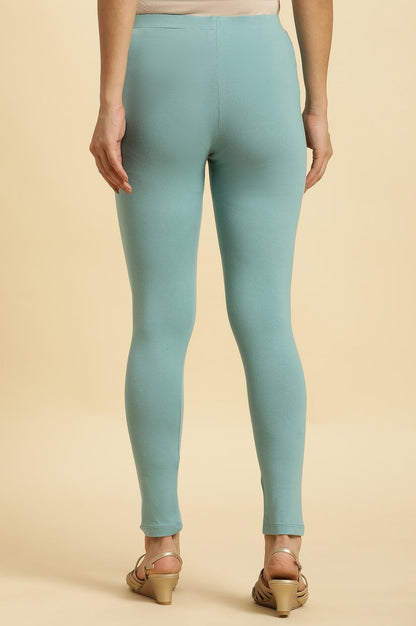 W for Woman Teal Blue Cotton Jersey Lycra Tights