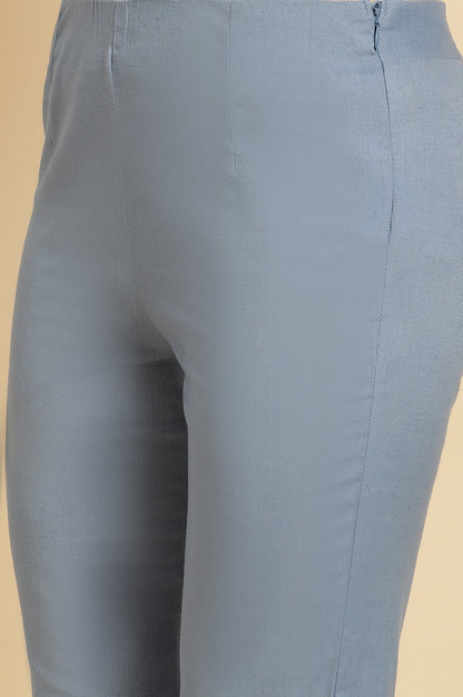 W for Woman Blue Solid Slim Pants