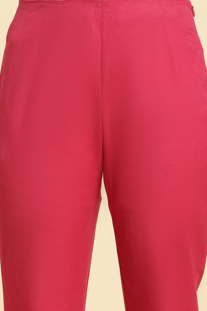 W for Woman Pink Slim Pants With Embroidered Hem