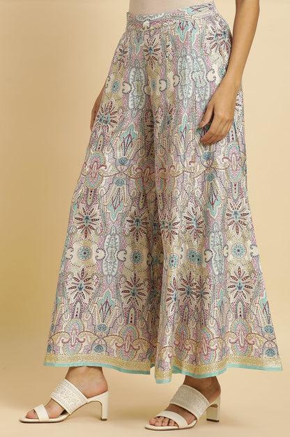 W for Woman Multi-Coloured Glitter Printed Festive Cullotes