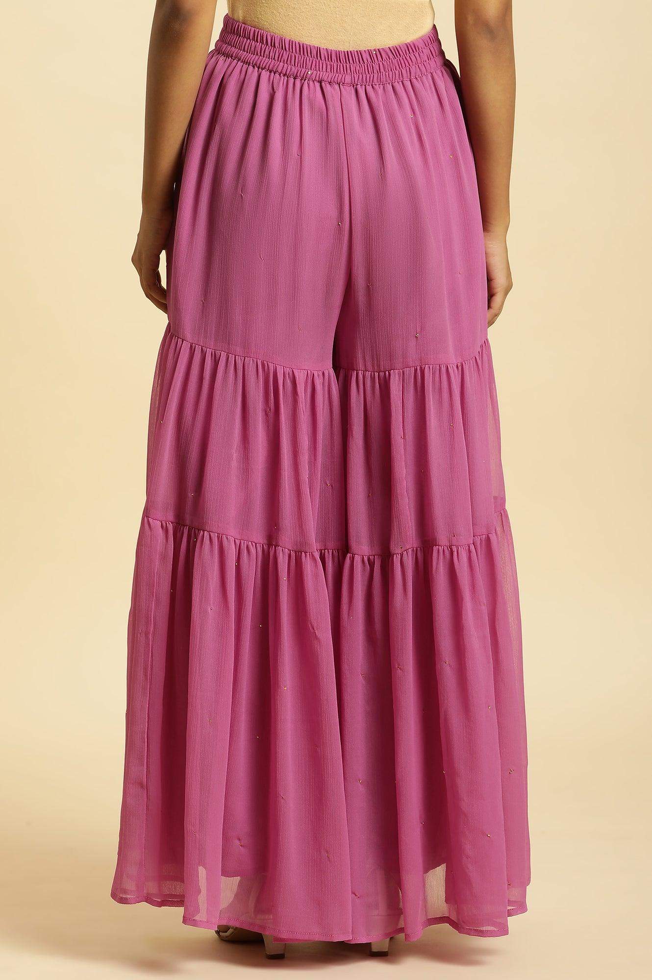 W for Woman Purple Tiered Chiffon Sharara
