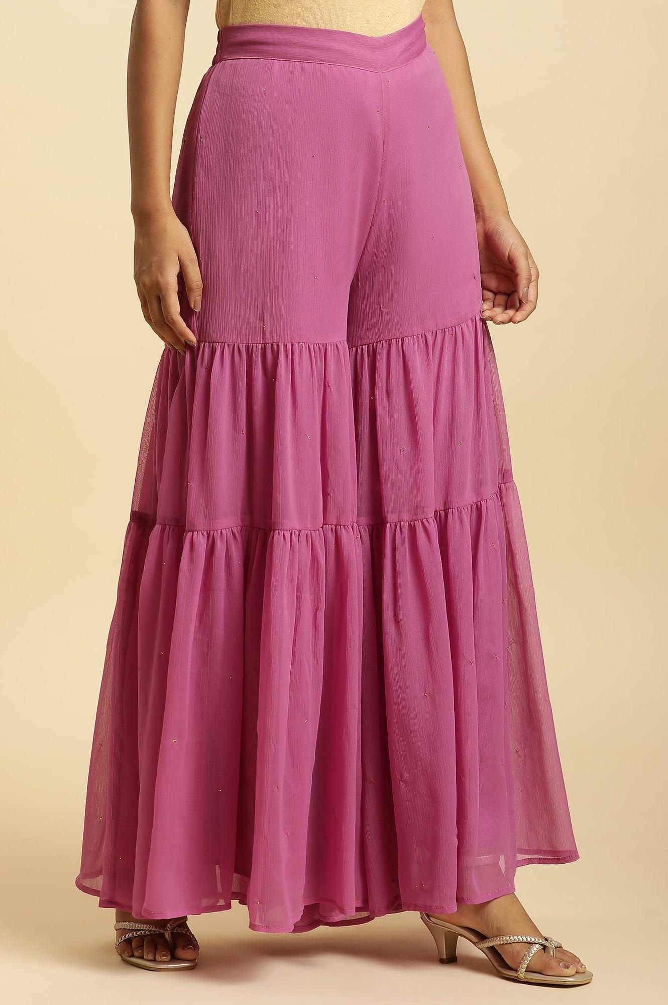 W for Woman Purple Tiered Chiffon Sharara