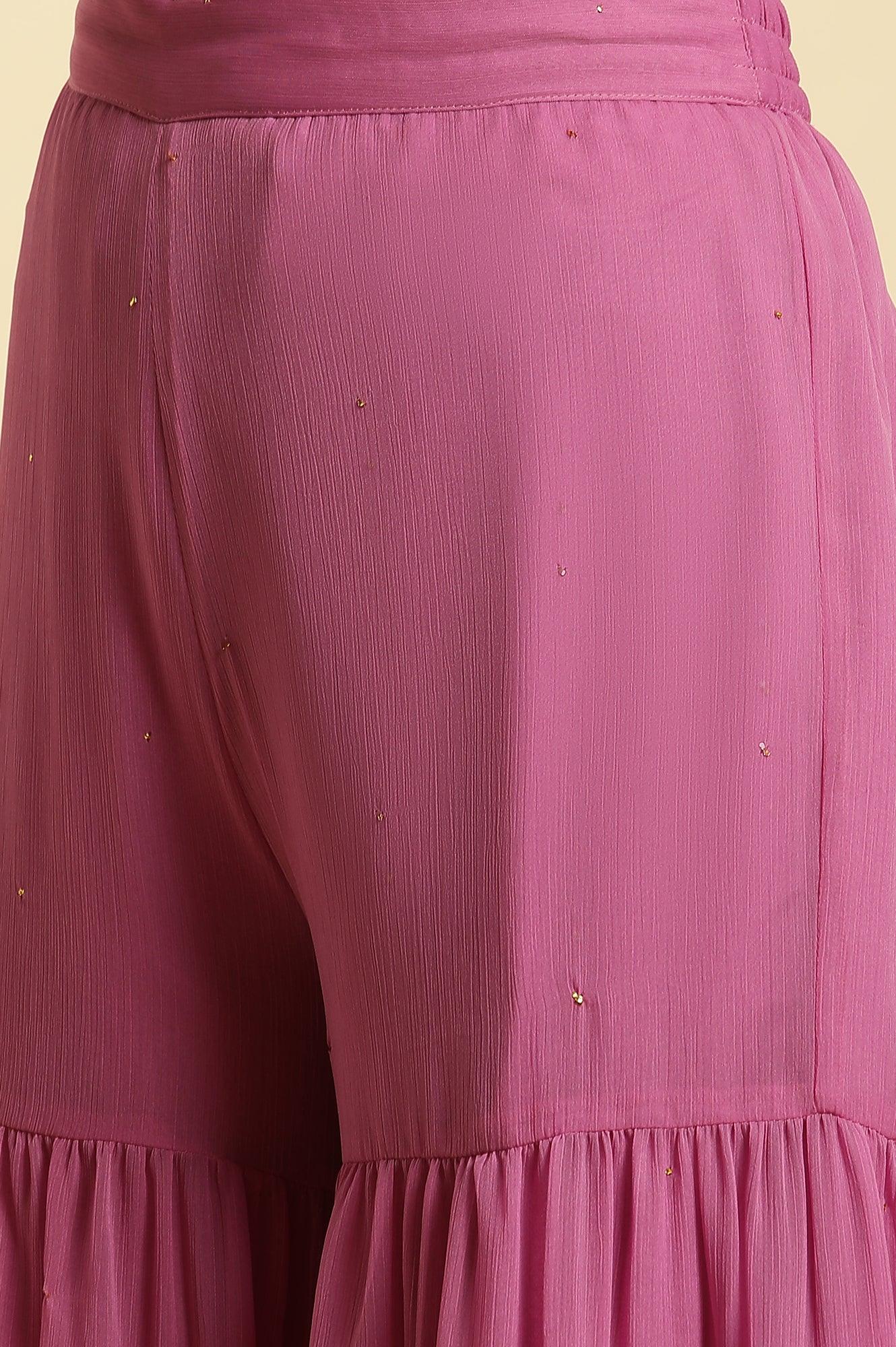 W for Woman Purple Tiered Chiffon Sharara