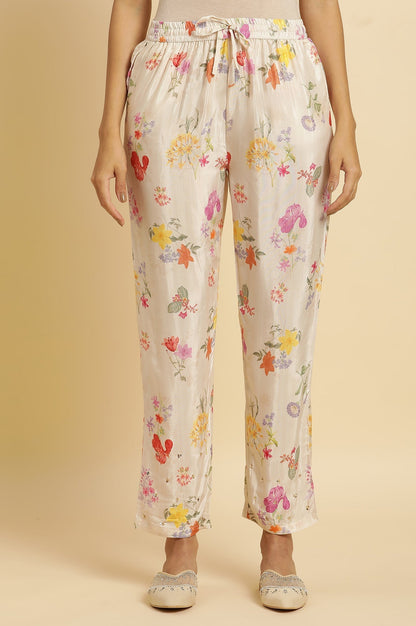 W for Woman Beige Floral Printed Pants