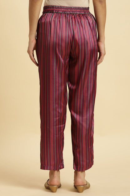 W for Woman Purple Stripe Printed Satin Pants