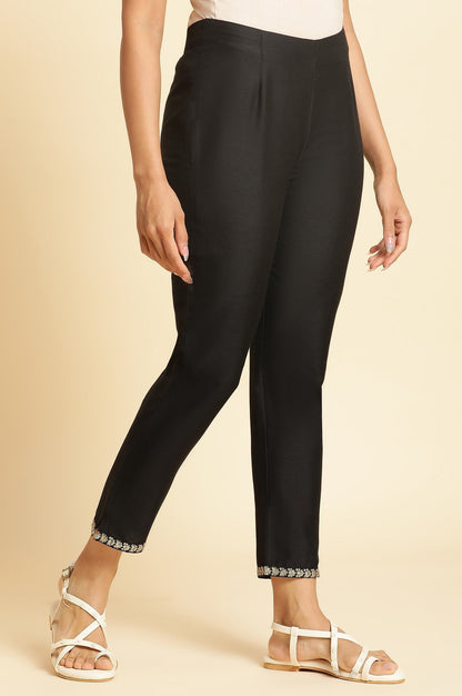 W for Woman Black Thread Embroidery A-line Kurta and Slim Pant Set