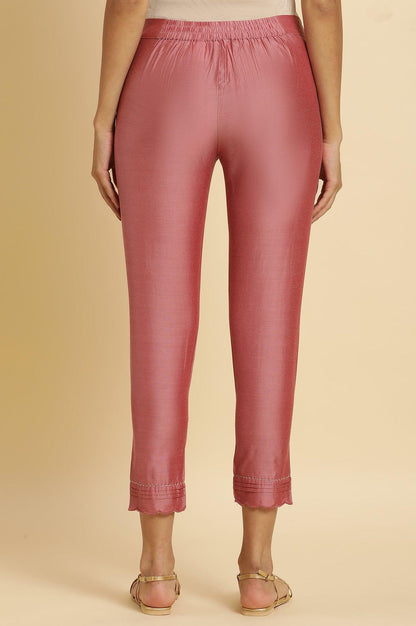 W for Woman Pink Festive Solid Slim Pants