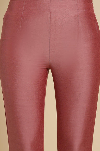 W for Woman Pink Festive Solid Slim Pants