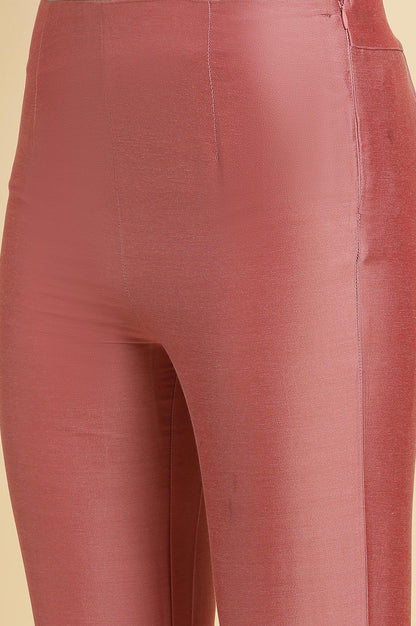 W for Woman Pink Festive Solid Slim Pants
