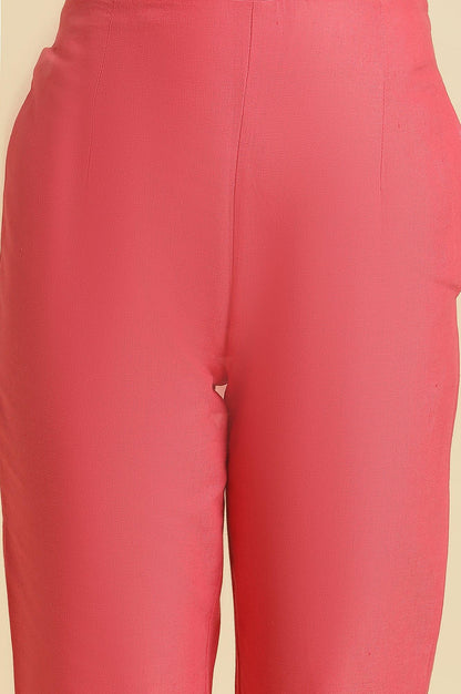 W for Woman Pink Slim Pants Wit Embroidery At Hem