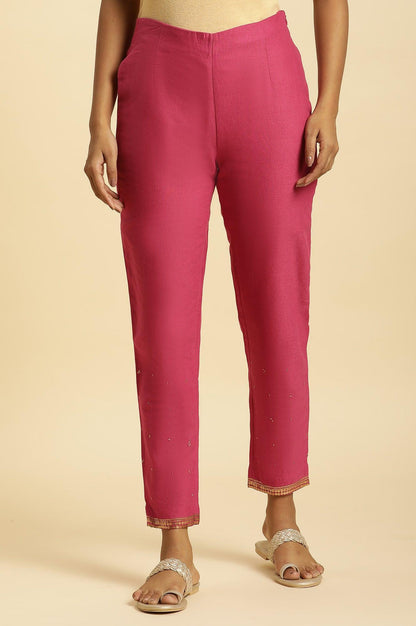 W for Woman Pink Slim Pants with Metallic Sequin