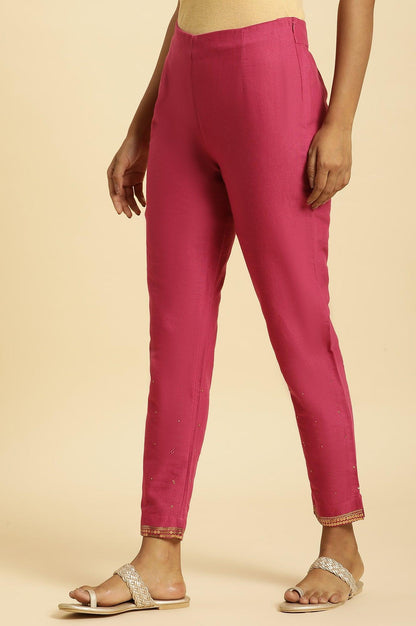 W for Woman Pink Slim Pants with Metallic Sequin