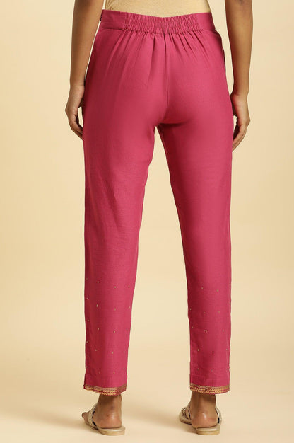 W for Woman Pink Slim Pants with Metallic Sequin