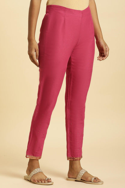 W for Woman Pink Slim Pants with Metallic Sequin
