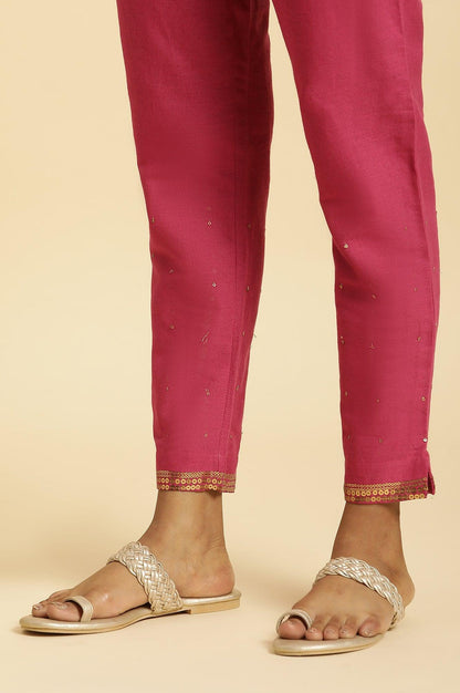 W for Woman Pink Slim Pants with Metallic Sequin