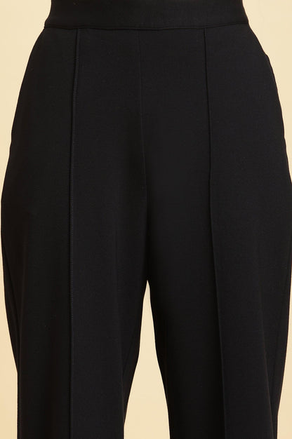 W for Woman Navy Blue Pin Tuck Trouser Pants