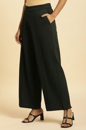 W for Woman Green Pin Tuck Trouser Pants
