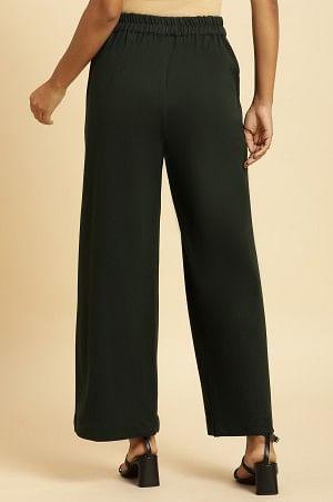 W for Woman Green Pin Tuck Trouser Pants
