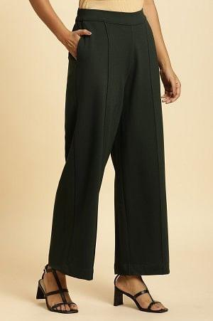W for Woman Green Pin Tuck Trouser Pants