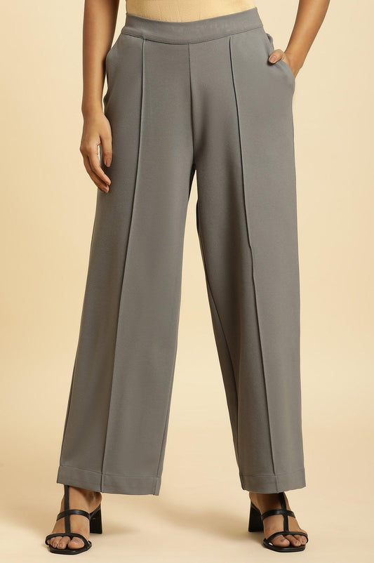 W for Woman Grey Pin Tuck Trouser Pants