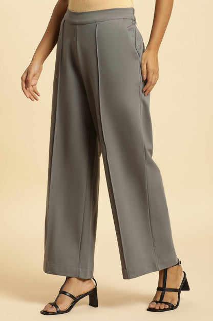 W for Woman Grey Pin Tuck Trouser Pants