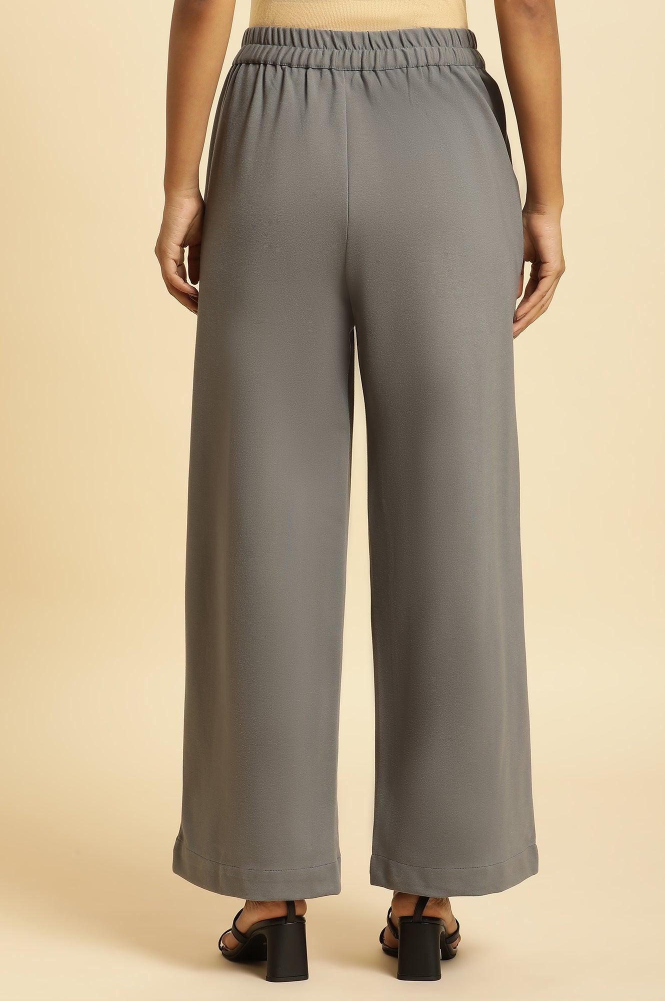 W for Woman Grey Pin Tuck Trouser Pants