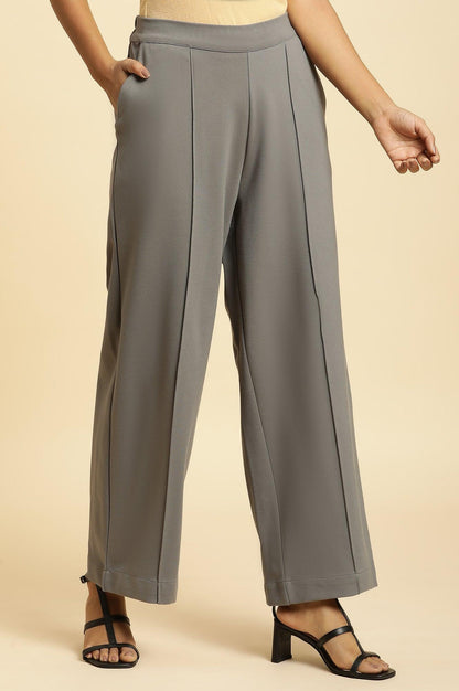 W for Woman Grey Pin Tuck Trouser Pants