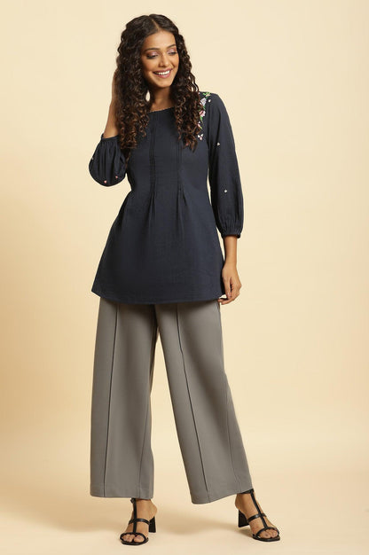 W for Woman Grey Pin Tuck Trouser Pants