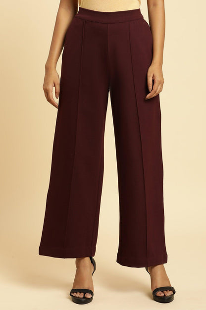W for Woman Wine Pin Tuck Trouser Pants