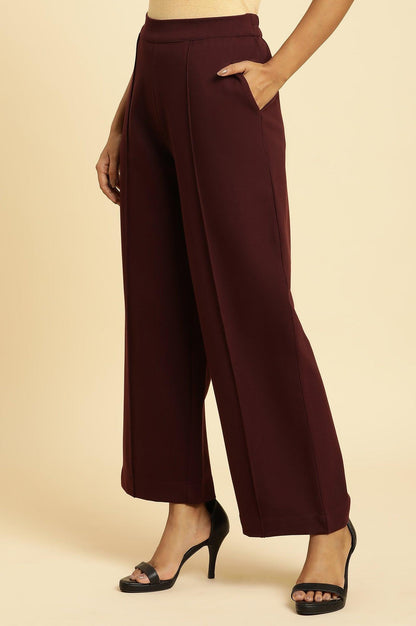 W for Woman Wine Pin Tuck Trouser Pants