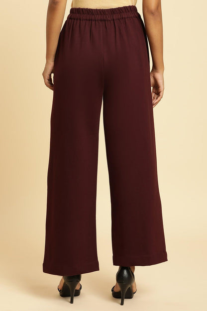 W for Woman Wine Pin Tuck Trouser Pants
