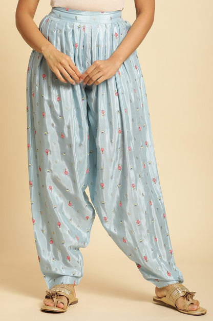 W for Woman Sky Blue Floral Printed Salwar Pants