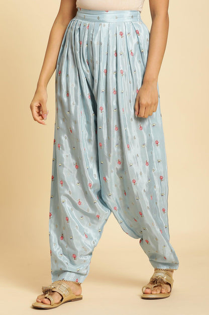 W for Woman Sky Blue Floral Printed Salwar Pants
