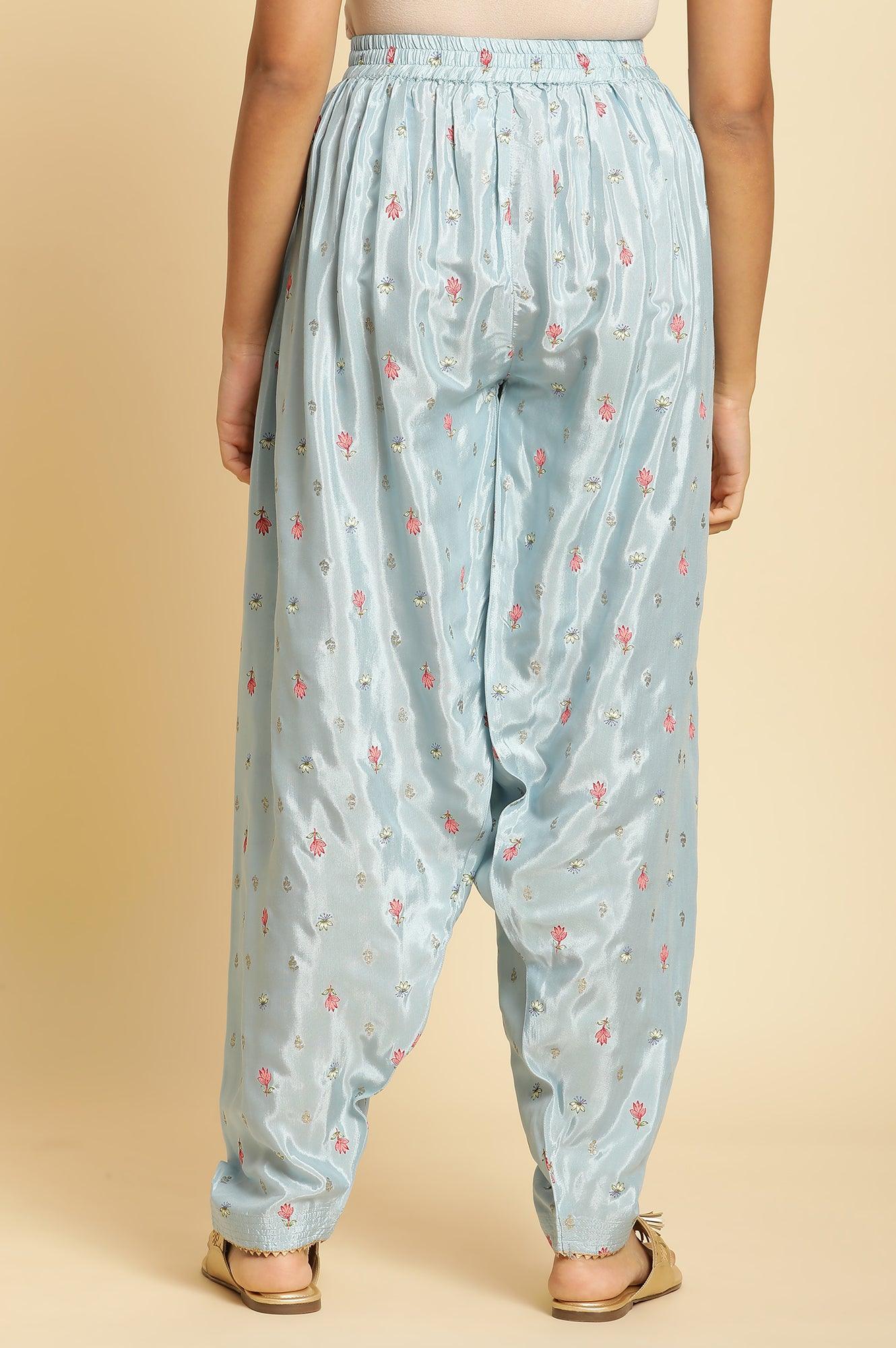 W for Woman Sky Blue Floral Printed Salwar Pants