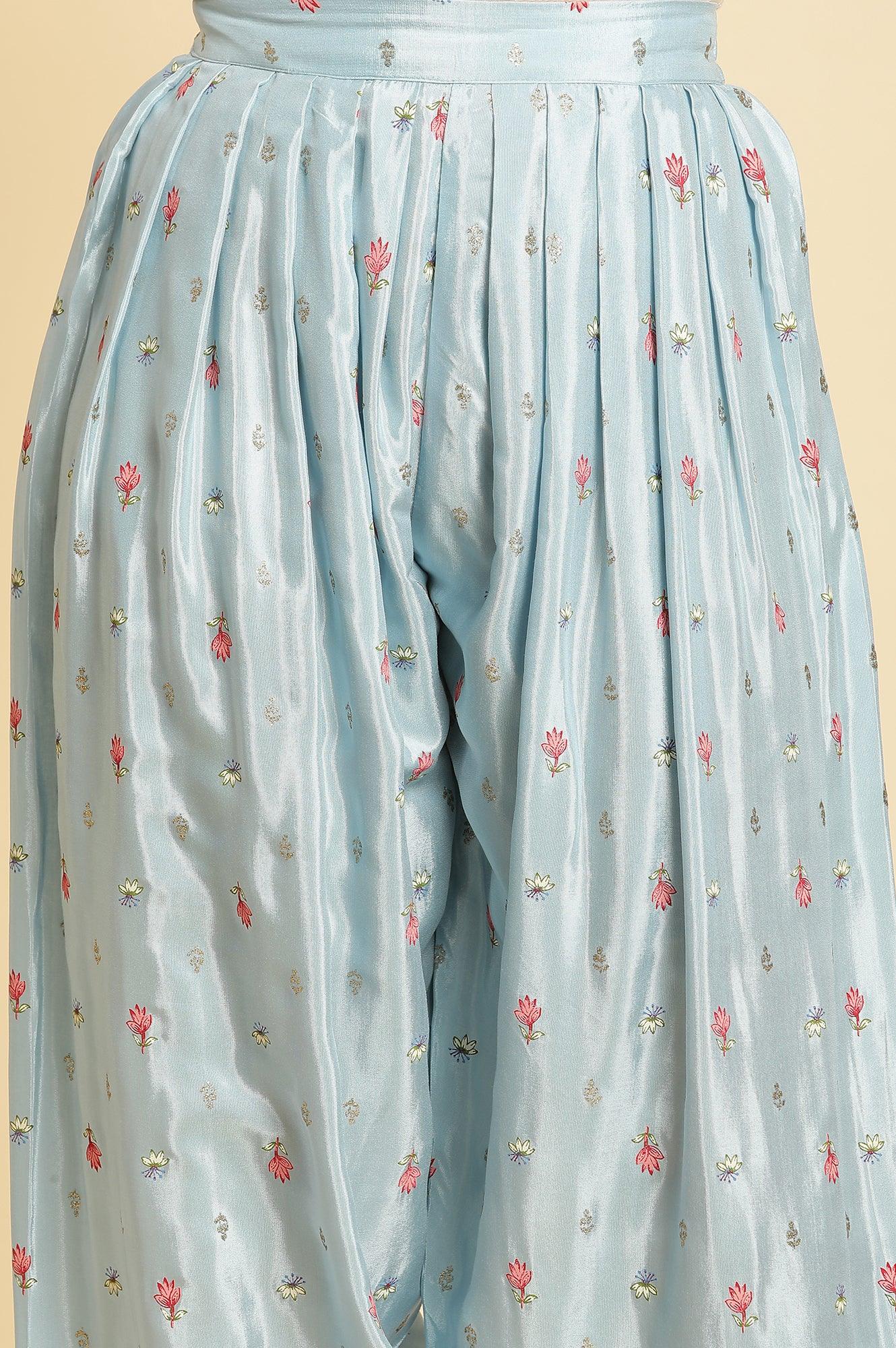 W for Woman Sky Blue Floral Printed Salwar Pants