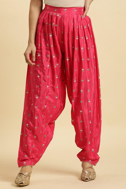 W for Woman Pink Pleated Floral Printed Salwar Pants