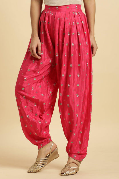 W for Woman Pink Pleated Floral Printed Salwar Pants