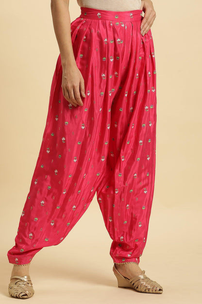 W for Woman Pink Pleated Floral Printed Salwar Pants