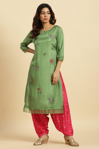 W for Woman Pink Pleated Floral Printed Salwar Pants