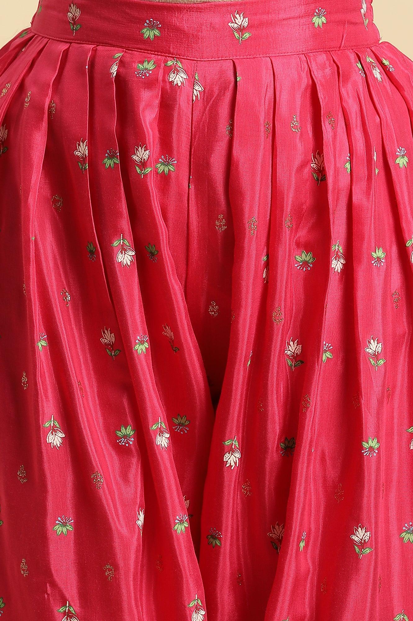 W for Woman Pink Pleated Floral Printed Salwar Pants