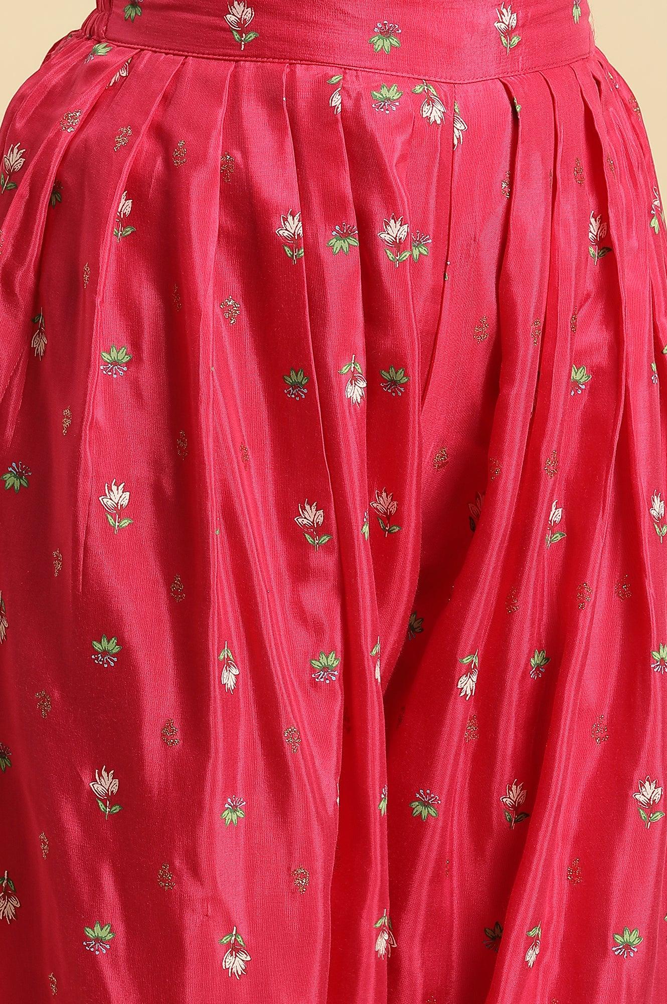 W for Woman Pink Pleated Floral Printed Salwar Pants