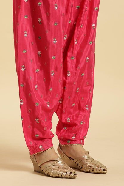 W for Woman Pink Pleated Floral Printed Salwar Pants