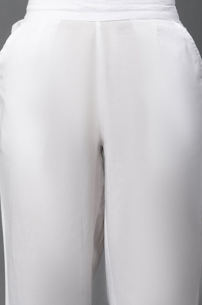 W for Woman White Schiffli Straight Pants