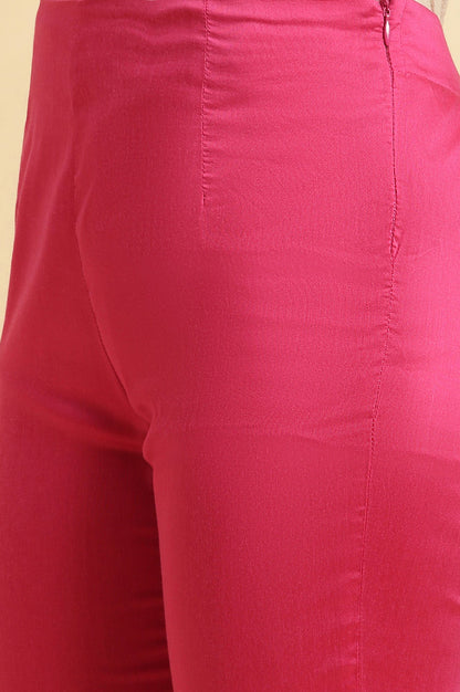 W for Woman Pink Slim Pants With Embroidered Hemline