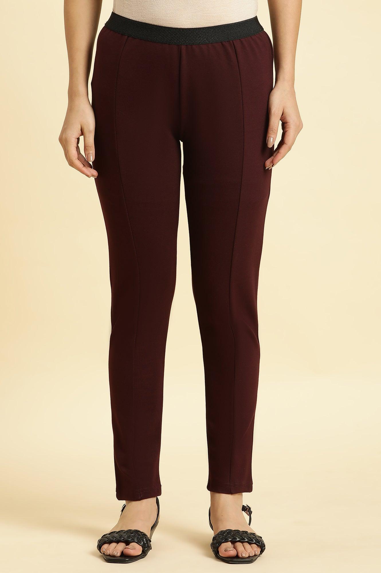W for Woman Wine Basic Western Wear Leggings
