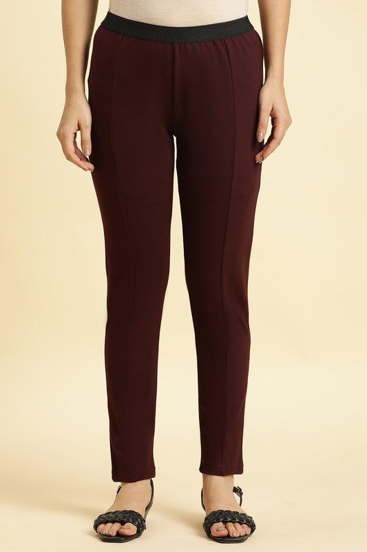 W for Woman Wine Basic Western Wear Leggings
