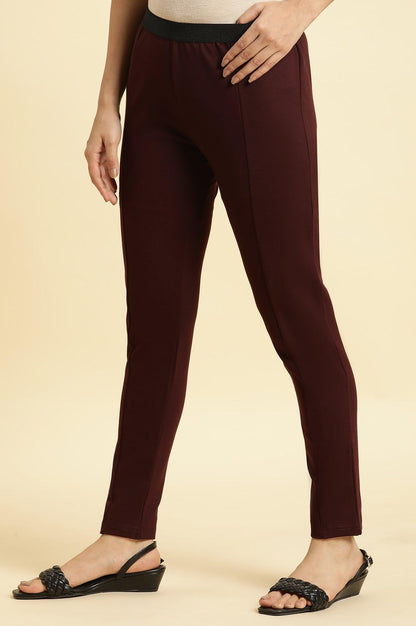 W for Woman Wine Basic Western Wear Leggings